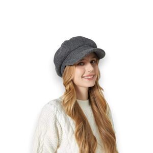 Dark Gray Wool Newsboy Hat - NEW